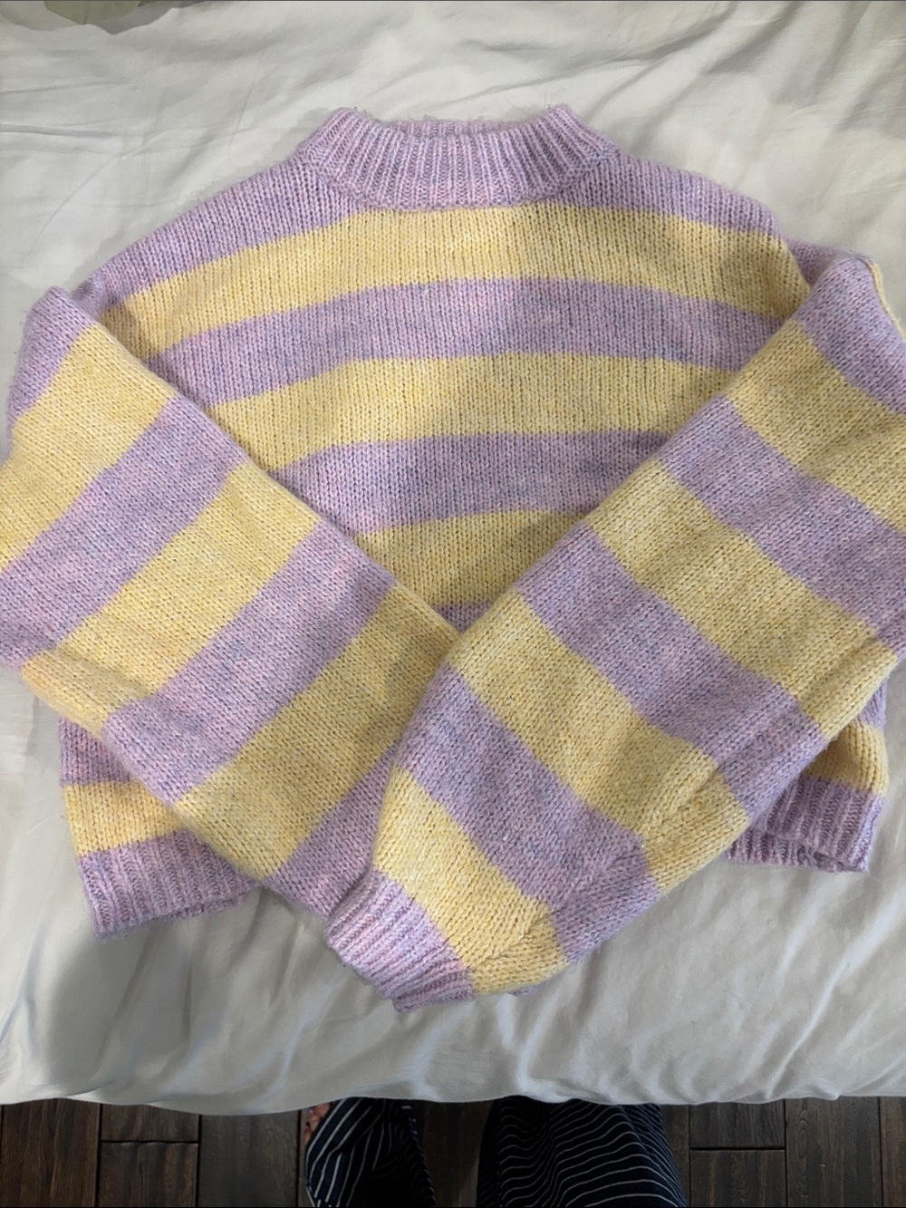 TopShop Pastel Lavender & Yellow Striped Womens Sweater sz 0-2